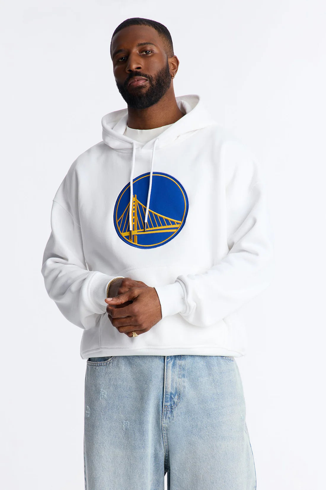 Warriors Old English Embroidery Hoodie - White