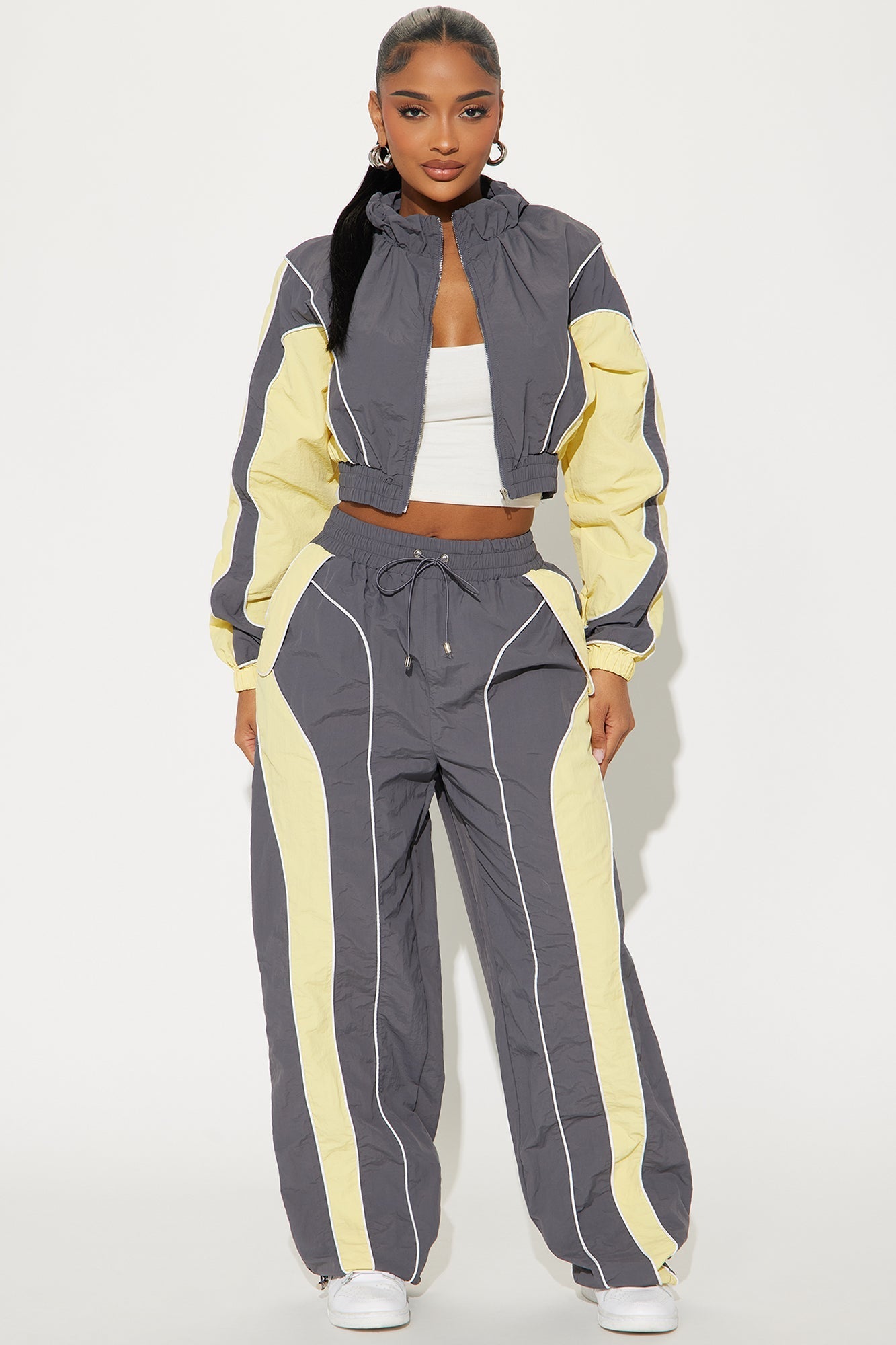 New Era Colorblock Track Pant - Charcoal/combo