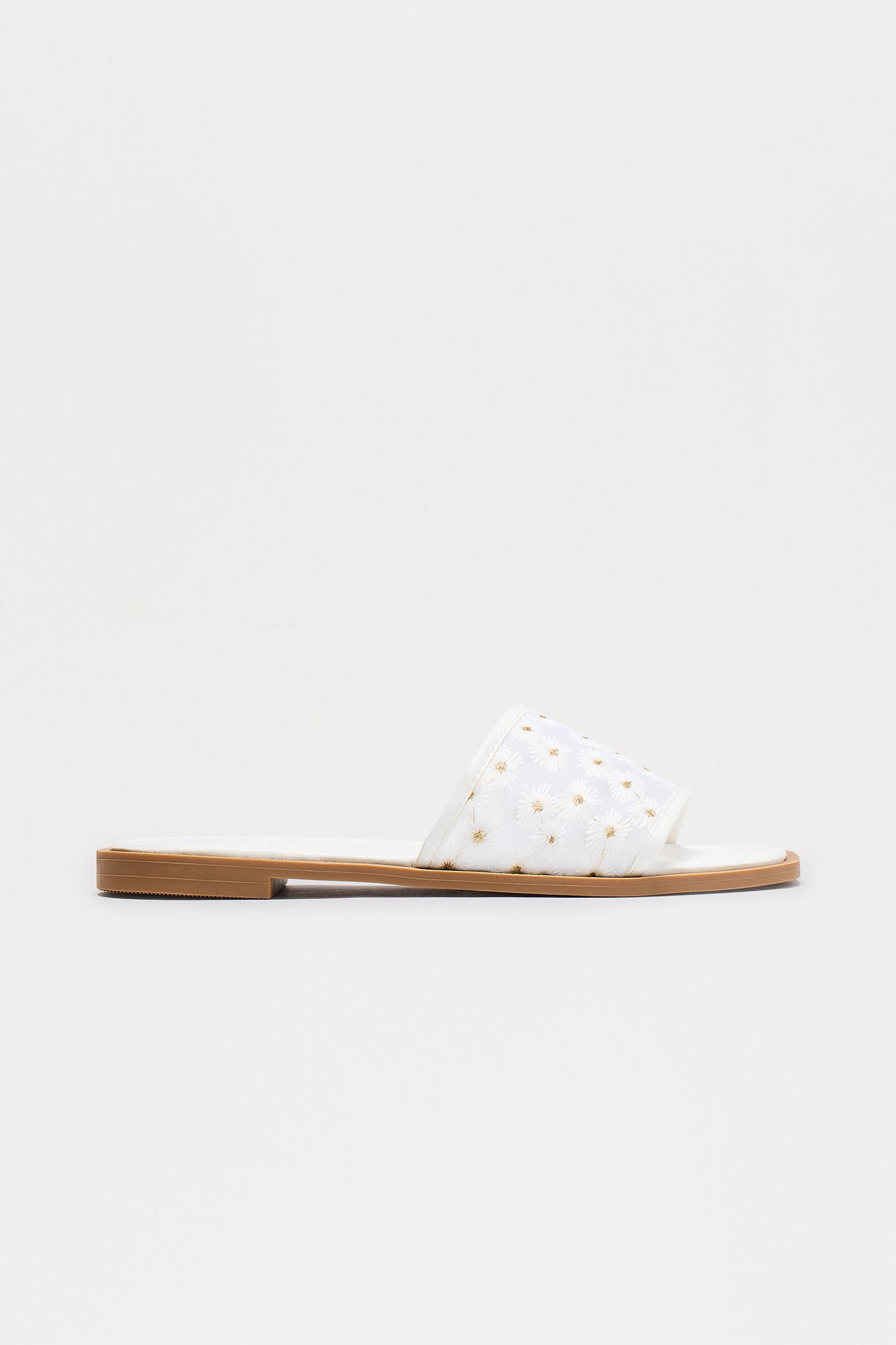 Zita Floral Slip On Sandals - White