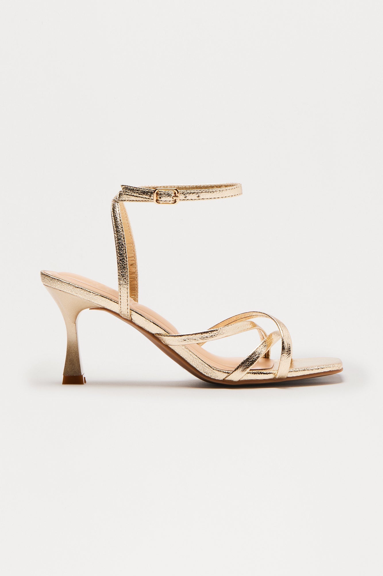 Zed Ankle Strap Heels - Gold