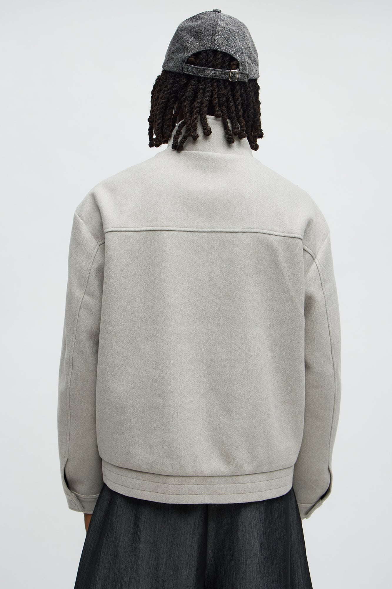 Zipper Detailed Bomber Jacket - Grey