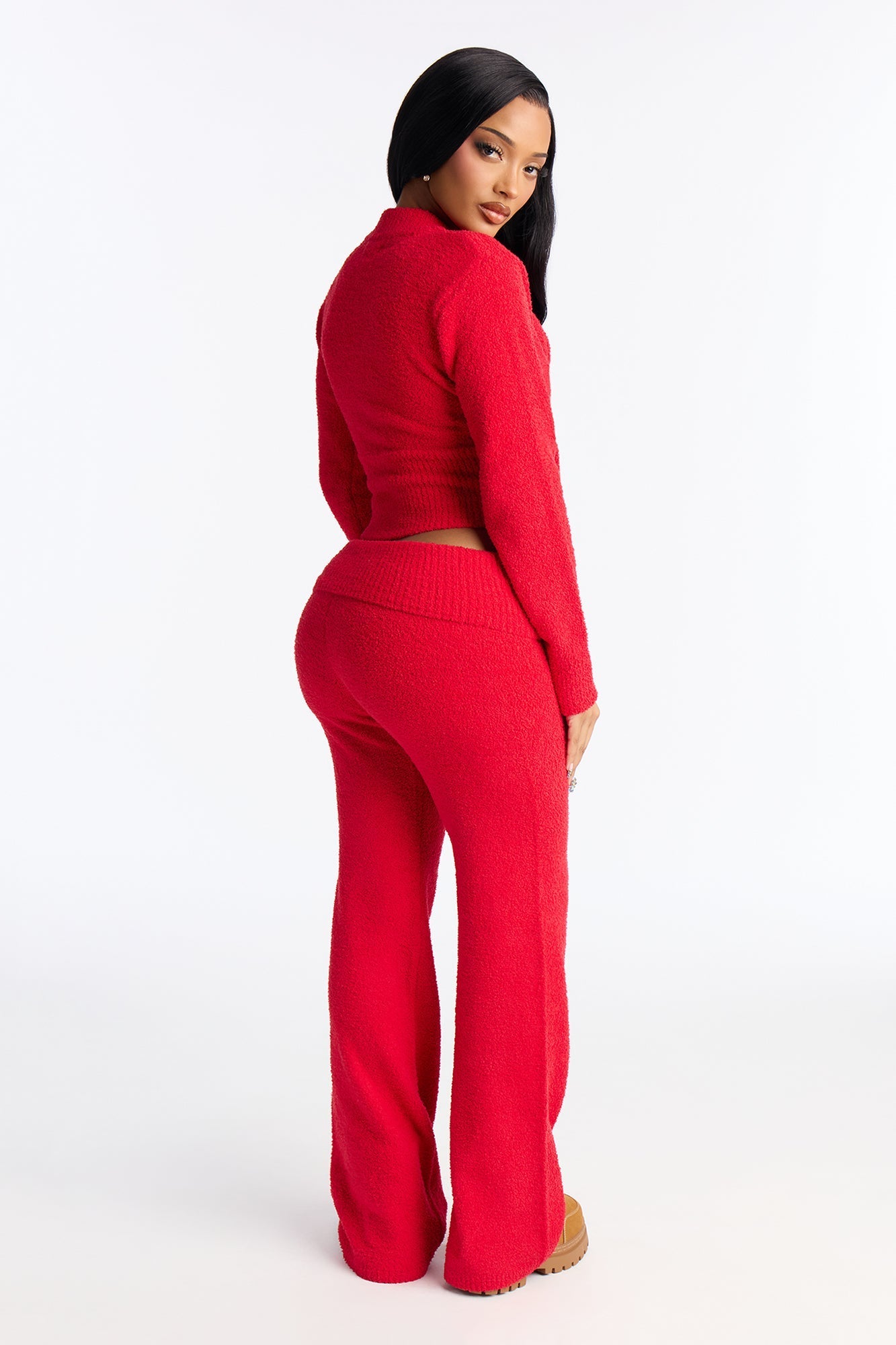 Camilla Cozy Foldover Pant Set - Red