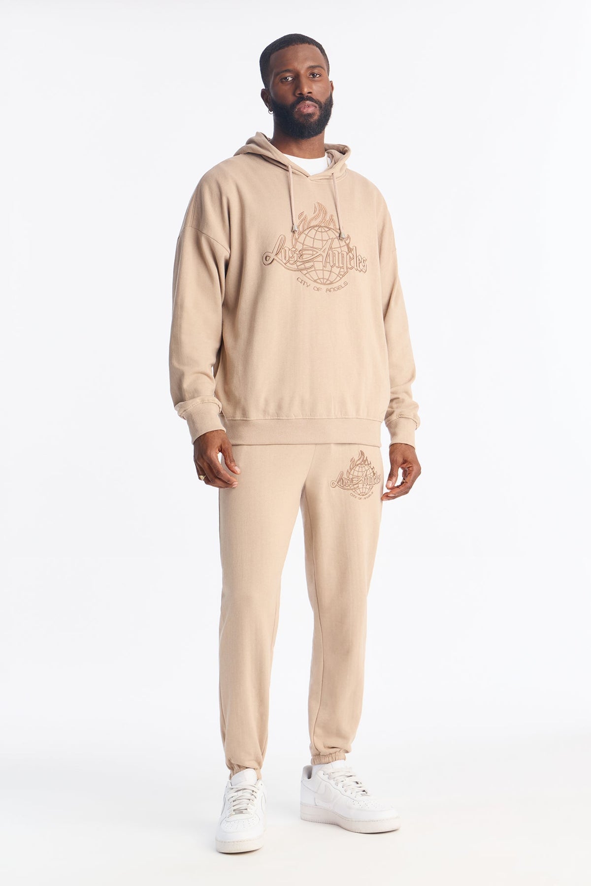 Lost Angeles Embroidered Jogger - Tan