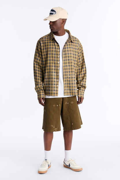 Baggy Mirage Zone Paneled Short - Olive