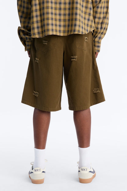 Baggy Mirage Zone Paneled Short - Olive