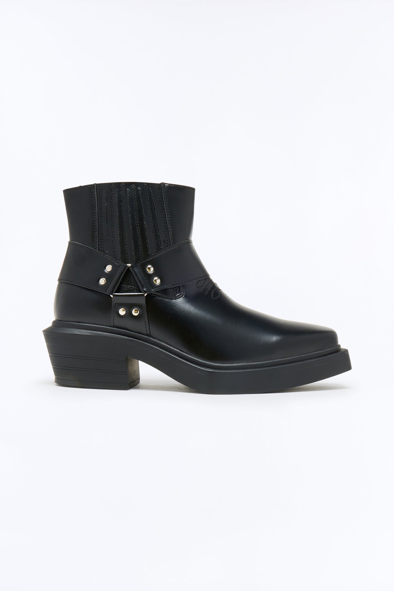 Square Toe Matte Faux Leather Chelsea Boot - Black