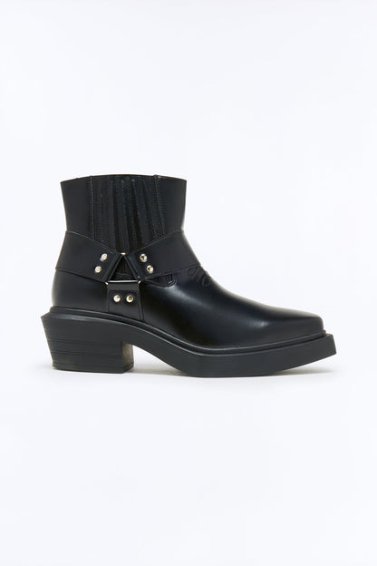 Square Toe Matte Faux Leather Chelsea Boot - Black