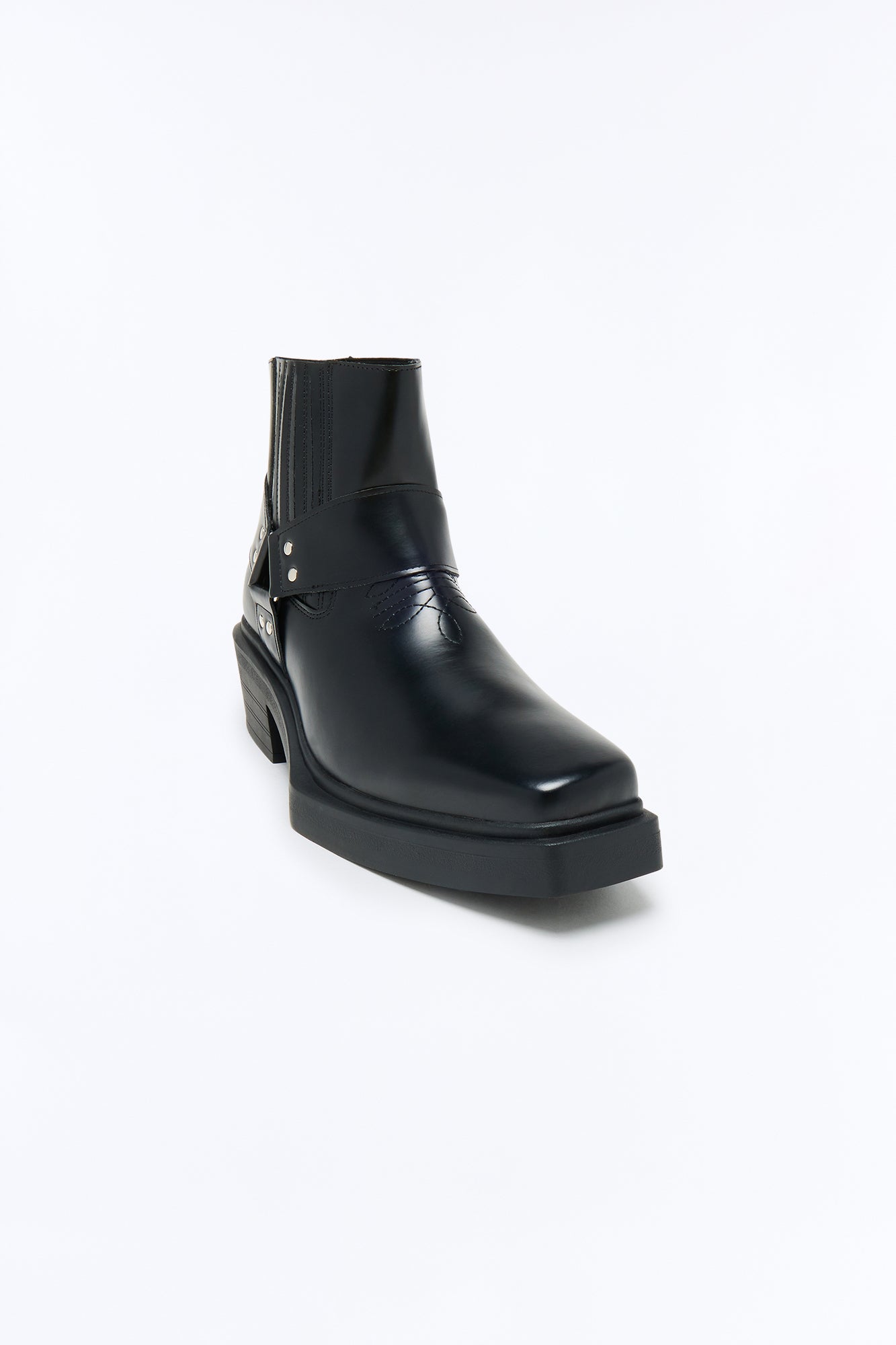 Square Toe Matte Faux Leather Chelsea Boot - Black