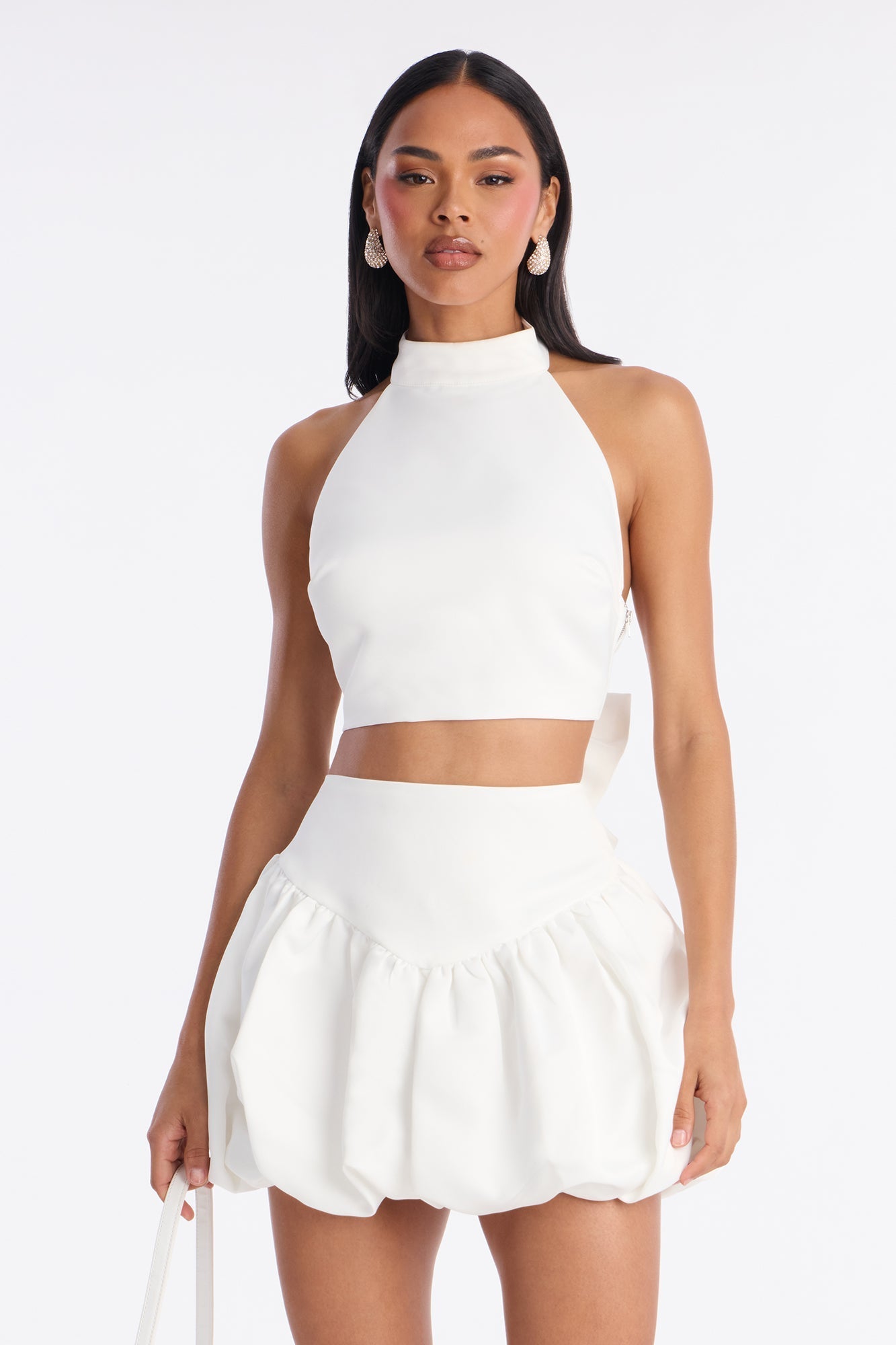 Sweetie Bow Mini Skirt Set - White