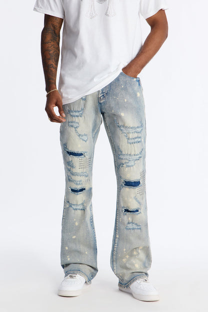 Stacked Skinny Flare Distressed Me Out Jean - Light Wash
