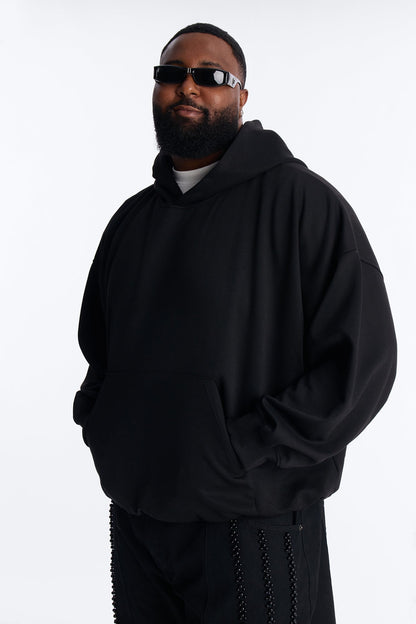 Call Me Structured Hoodie Fleece Hoodie - Black