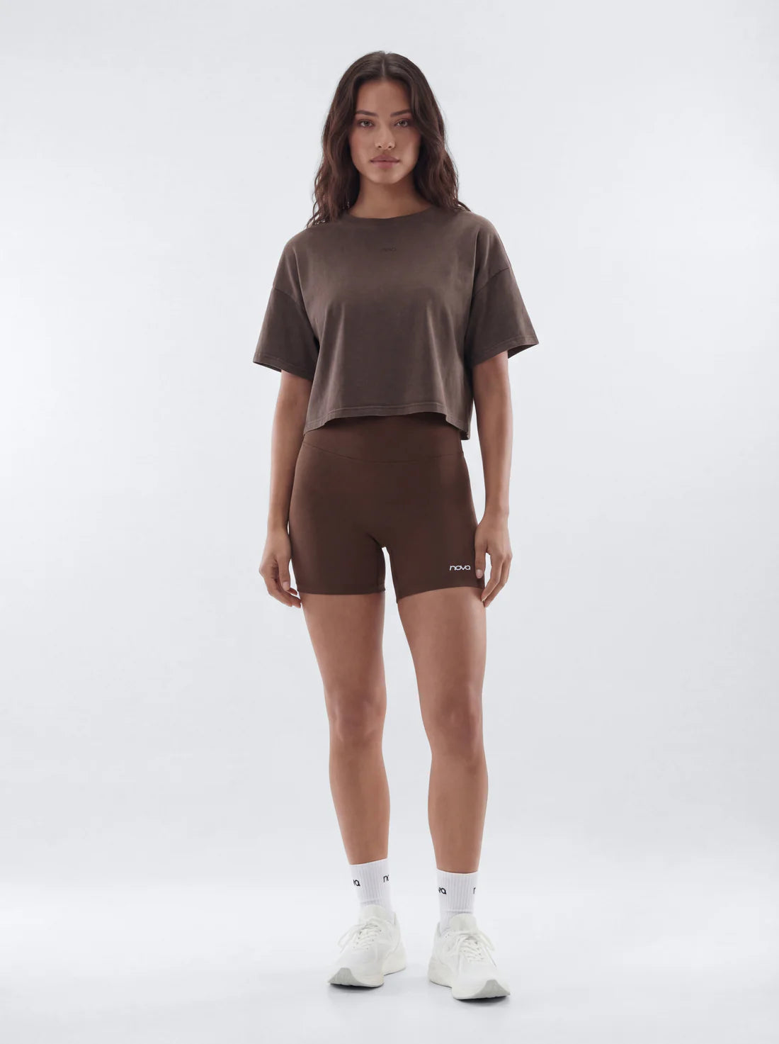 Cotton Jersey Boxy Short Sleeve Top - Brown