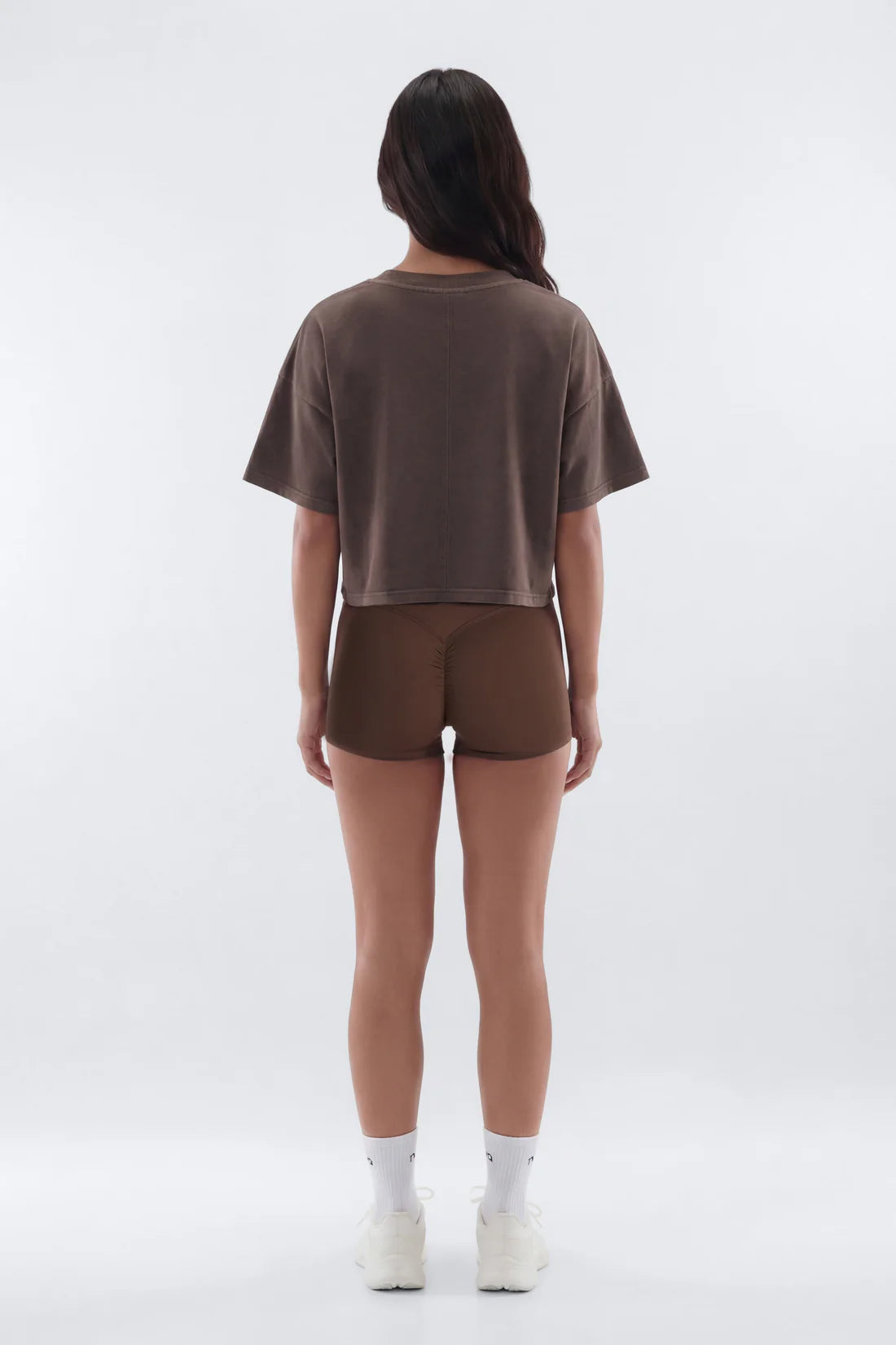 Cotton Jersey Boxy Short Sleeve Top - Brown