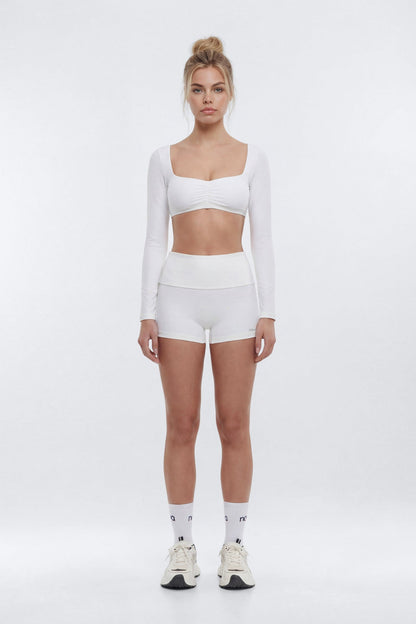 ButterSoft™ Long Sleeve Super Crop Sports Top - White