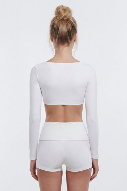 ButterSoft™ Long Sleeve Super Crop Sports Top - White