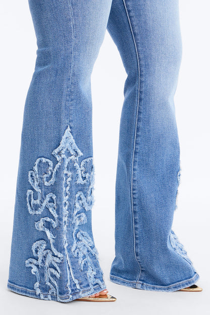 Hot Take Patch Flare Jeans - Medium Wash