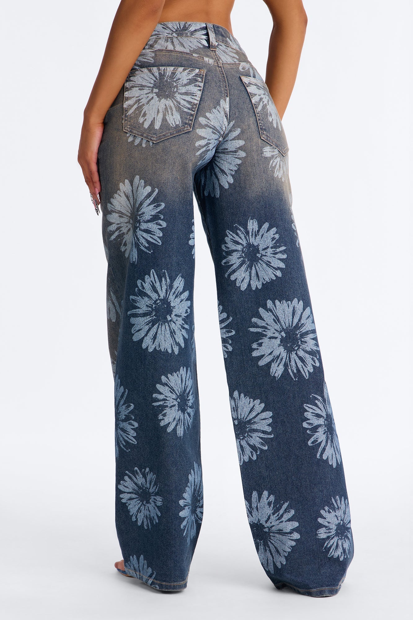 Happiness Blooms Floral Print Stretch Jeans - Vintage Wash