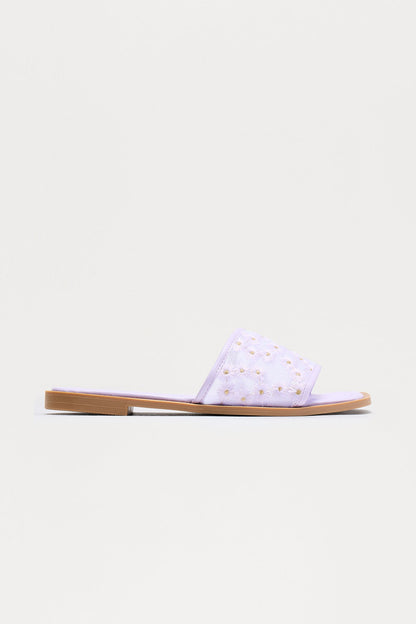 Zita Floral Slip On Sandals - Lavender