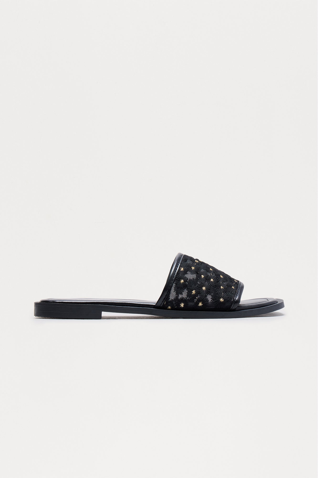 Zita Floral Slip On Sandals - Black