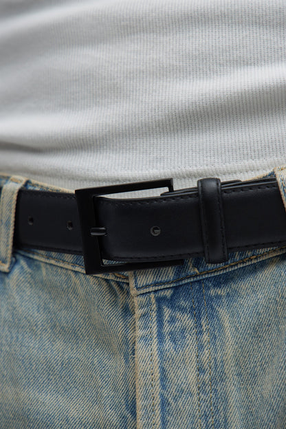Stay Fly Faux Leather Belt - Black/Black