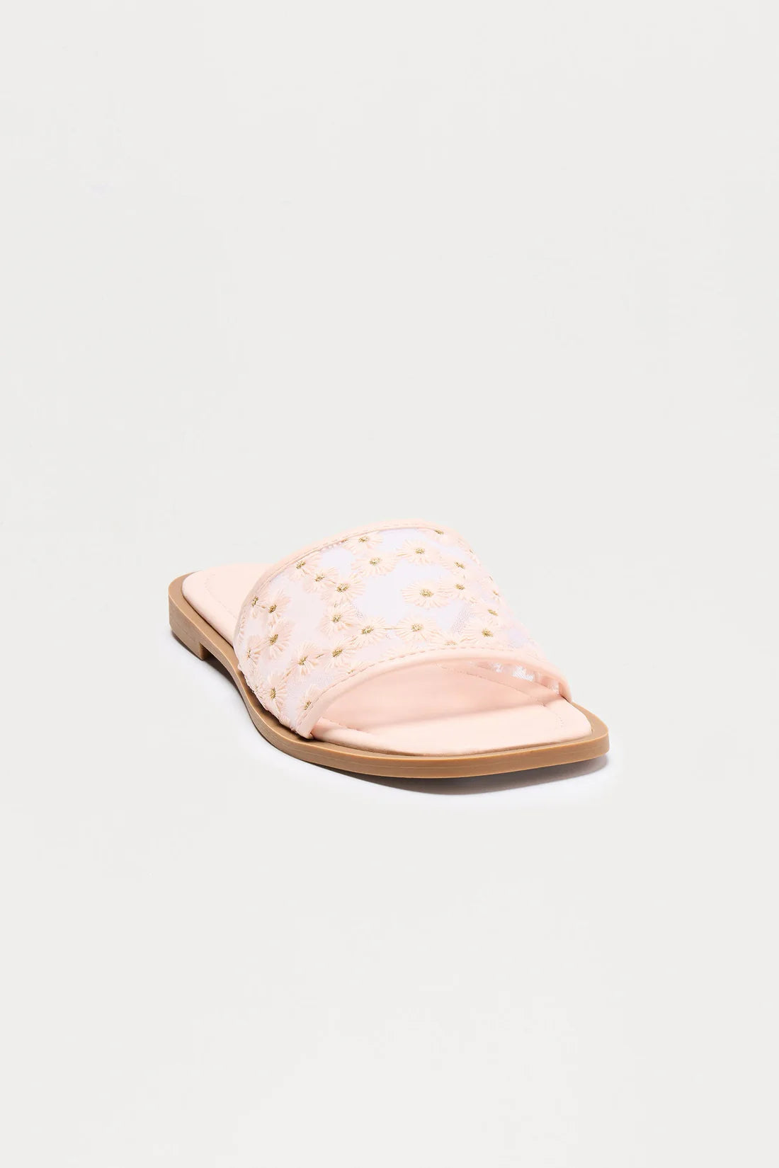 Zita Floral Slip On Sandals - Nude