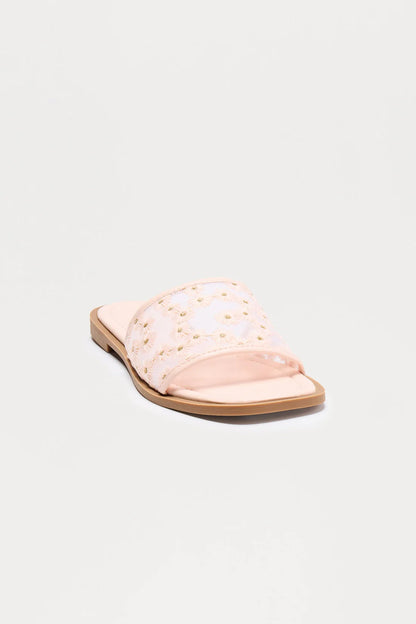Zita Floral Slip On Sandals - Nude