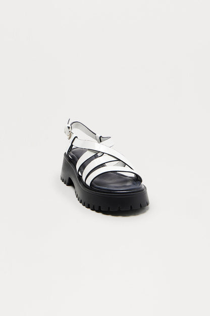 Zina Ankle Strap Platform Sandals - White