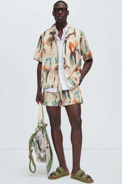 Capen Watercolor Swim Mid Trunk - Multi Color