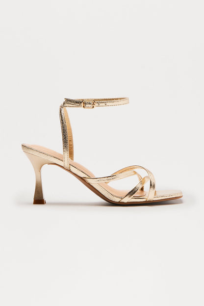 Zed Ankle Strap Heels - Gold