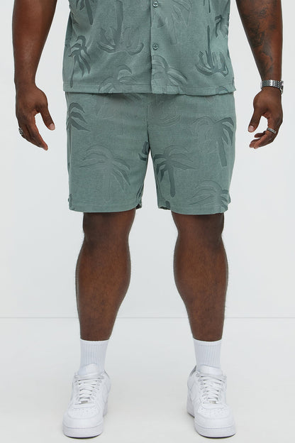 Tropical Trees Relaxed Shorts - Sage
