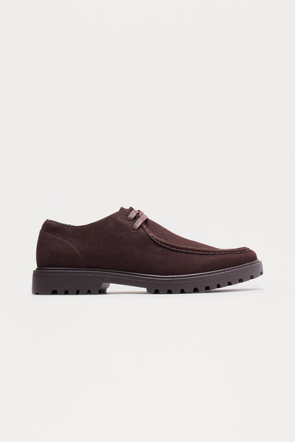 Lug Sole Lace Up Moccasins - Chocolate