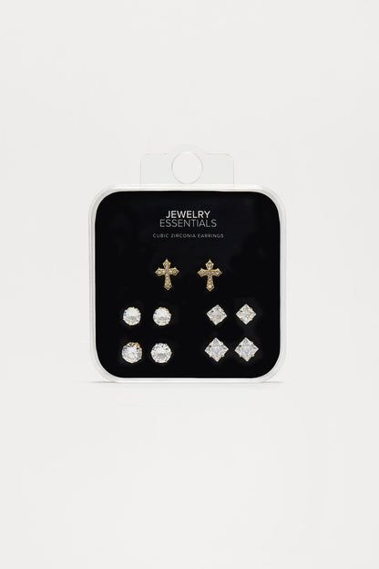 Bless Me Cross Earing Set - Gold
