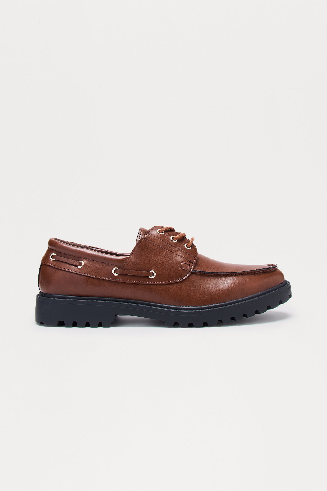 Classic Chunky Sole Lace Up Boat Shoes - Brown