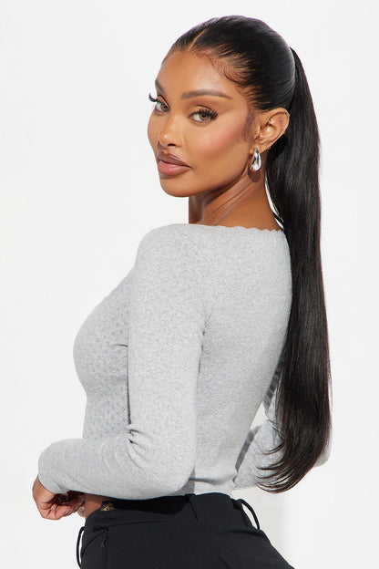 Sweet Thing Long Sleeve Top - Heather Grey