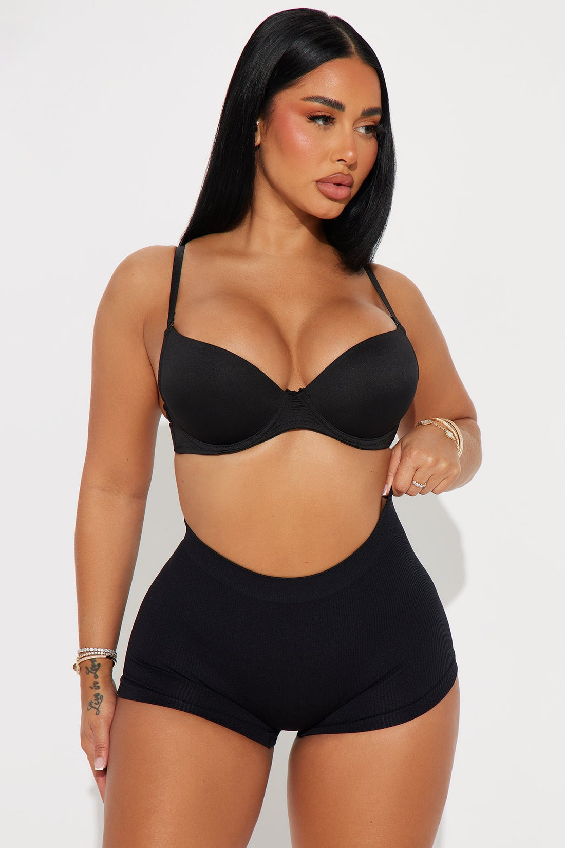 Me And You Seamless Ribbed Boyshort Panty - Black