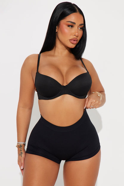 Me And You Seamless Ribbed Boyshort Panty - Black
