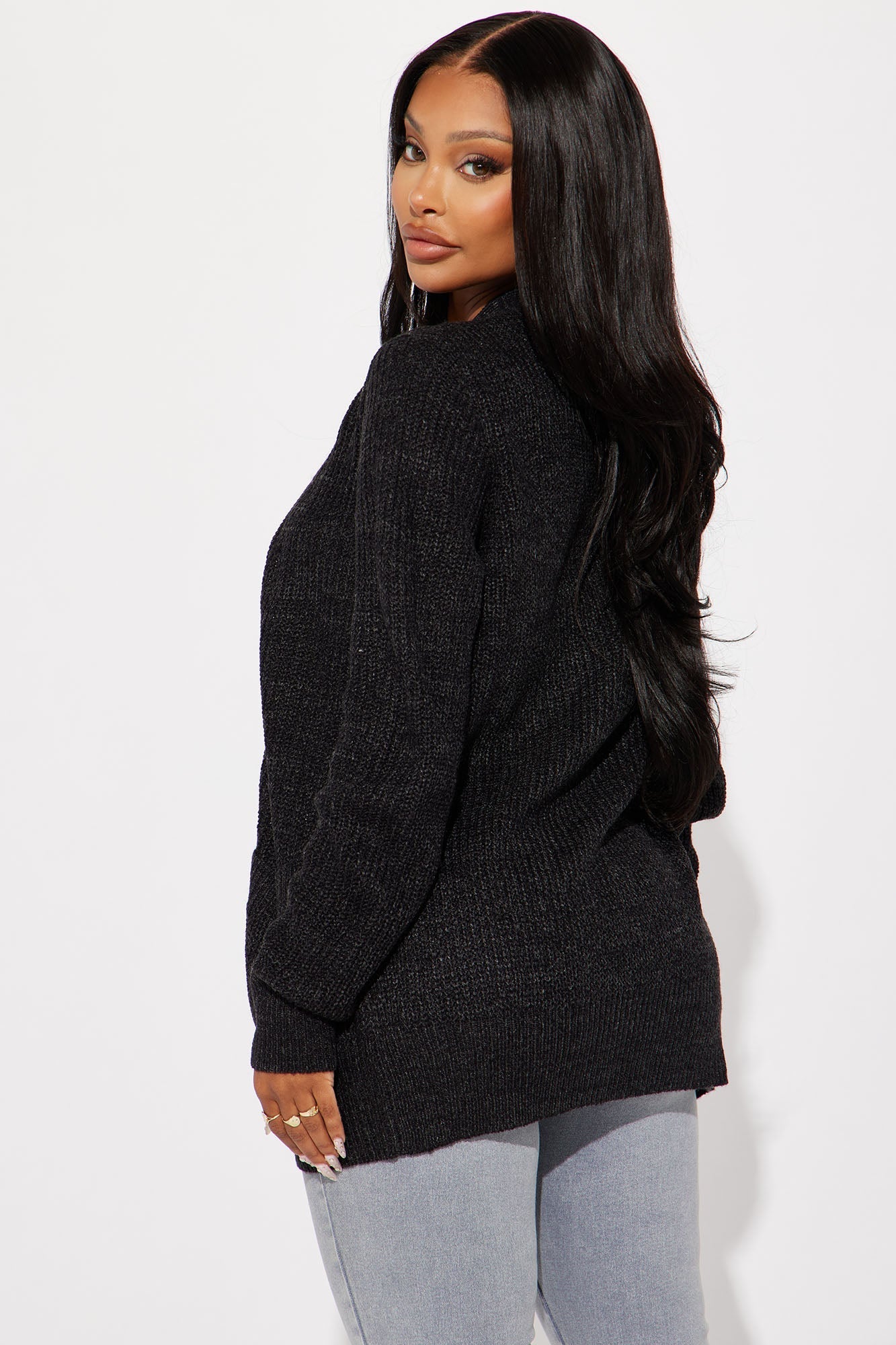 Zoe Two Pocket Cardigan - Black/Charcoal