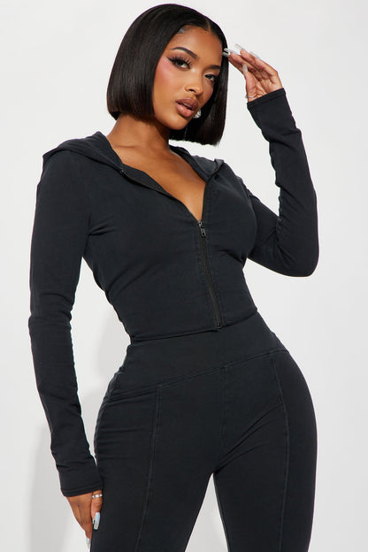 Need Me Vintage Wash Pant Set - Black