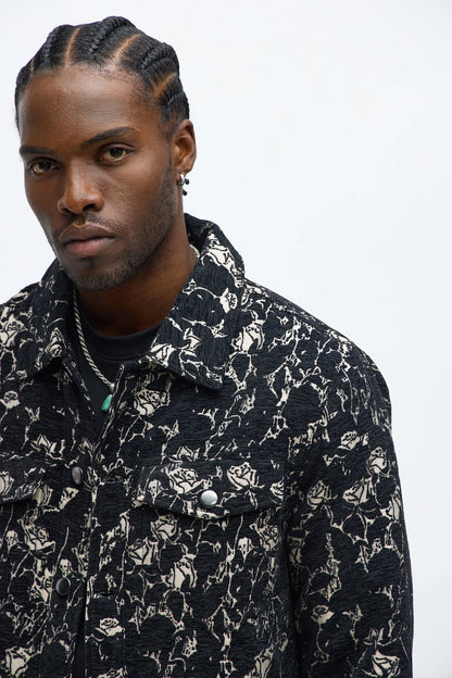 Wild Rose Tapestry Trucker Jacket - Black/combo
