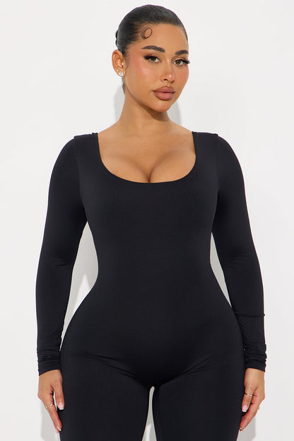 Alexa Double Lined Skinny Leg Jumpsuit - Black