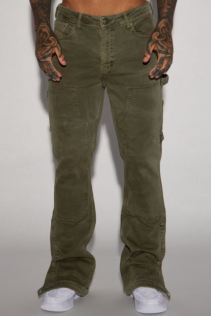 Indestructible Slim Flare Carpenter Pants - Olive