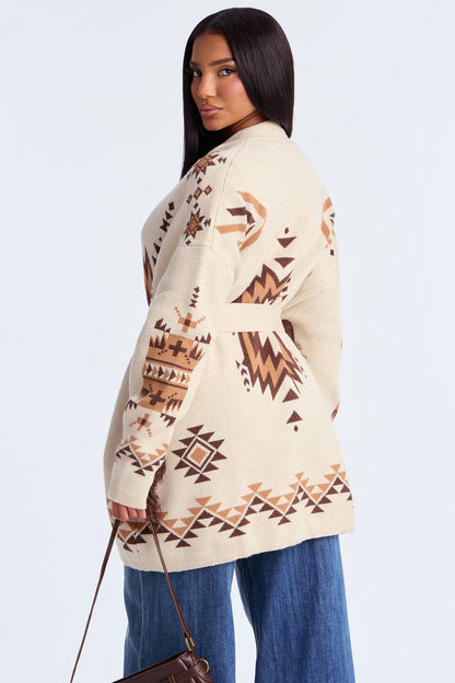 Your Favorite Aspen Fringe Cardigan - Taupe/combo