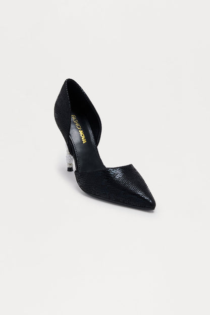 Zoha Rhinestone Heel Pumps - Black