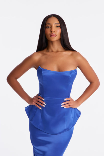 Darling Mine Satin Midi Dress - Royal