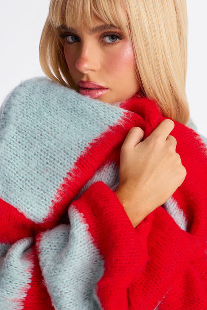 Catch My Vibe Oversized Striped Cardigan - Blue/combo