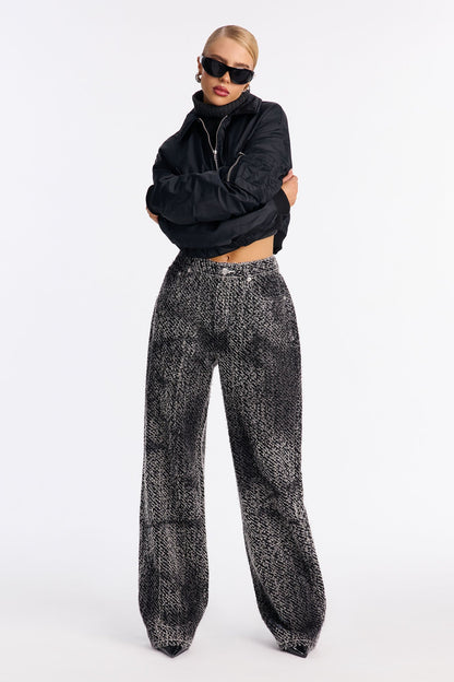 Valencia Jacquard Straight Leg Jeans - Black