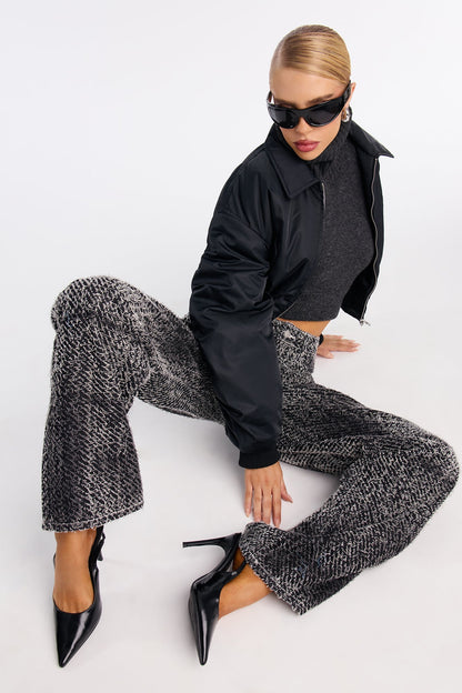 Valencia Jacquard Straight Leg Jeans - Black
