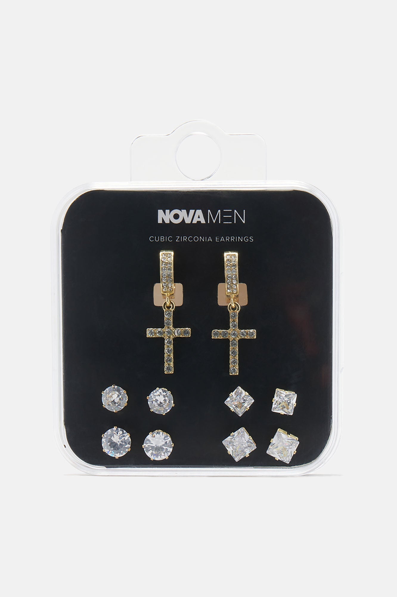 Iced Dangling Cross 5 Piece Earring Set - Gold