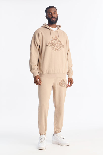 Lost Angeles Embroidered Jogger - Tan